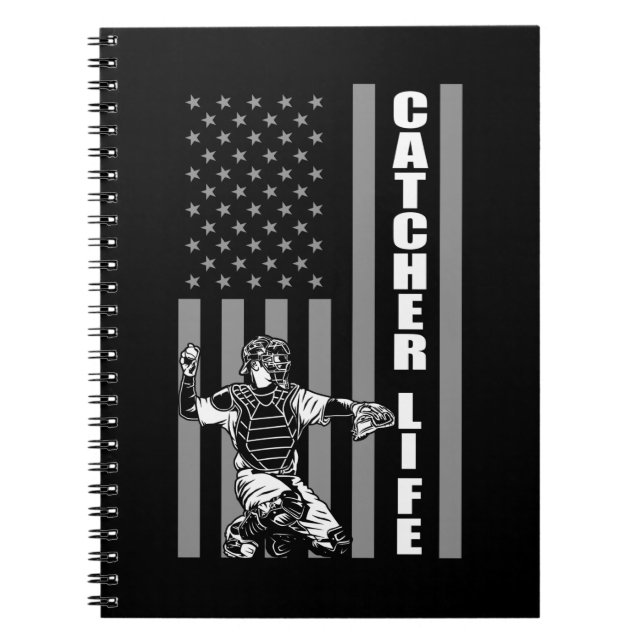 Carnet Joueur de baseball américain Drapeau Softball Catc (Devant)