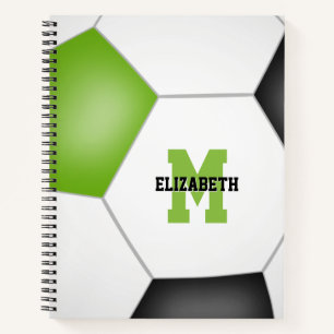 Carnet joueur de football monogrammed chaux noir
