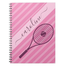 Carnet Joueurs de balle de tennis en raquette rose fusée 
