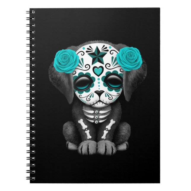 Carnet Jour bleu mignon du noir mort de chiot (Devant)