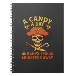 Carnet Jour de bonbons Halloween Pirate Crâne Canne
