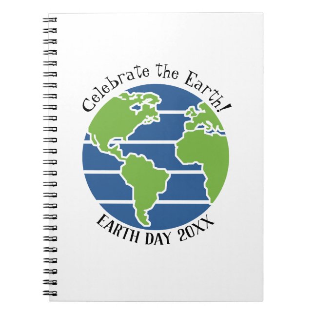 Carnet Jour des terres Blue Green Globe Carte Planète (Devant)