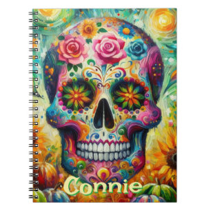 Carnet Jour du crâne de sucre des morts Personnalisé
