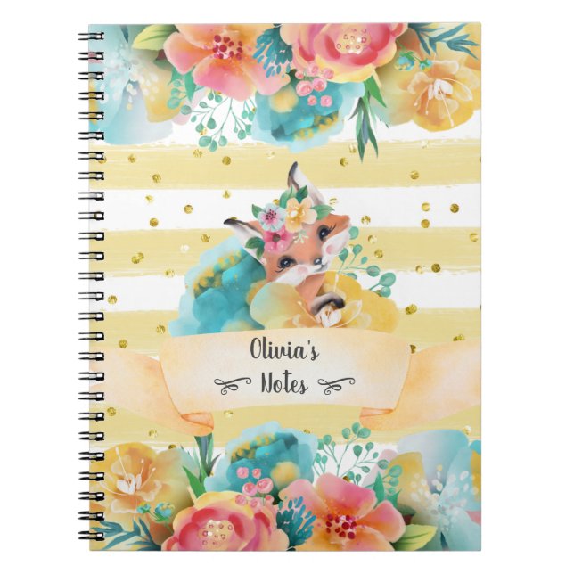 Carnet Jovely Fox And Blooming Flowers Girl Daily Diary (Devant)