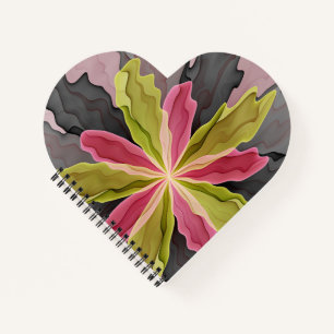 Carnet Joy, Vert rose Anthracite Imaginaire Fleur Fractal