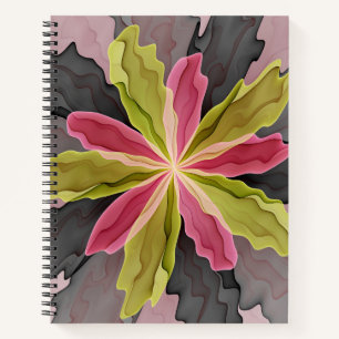 Carnet Joy, Vert rose Anthracite Imaginaire Fleur Fractal