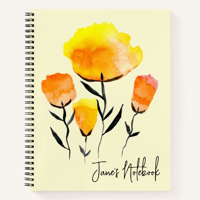 Carnet Joyeuses fleurs orange et jaune (Devant)