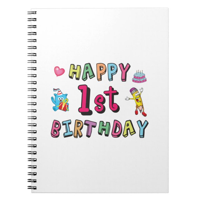Carnet Joyeux 1er anniversaire pour enfants de 1 an B jou (Devant)