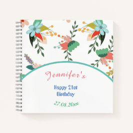 Carnet Joyeux 21ème anniversaire de fleurs colorées