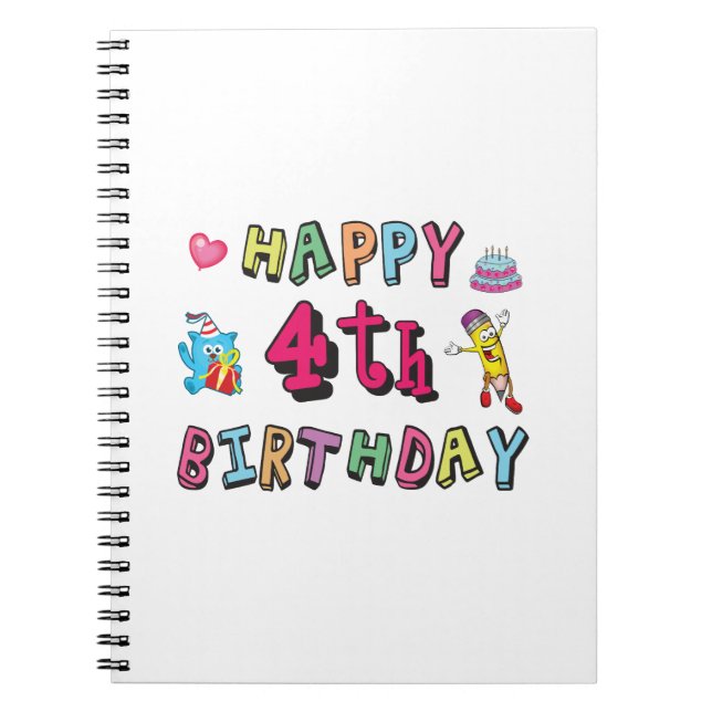 Carnet Joyeux 4ème anniversaire. 4 ans jour d'anniversair (Devant)