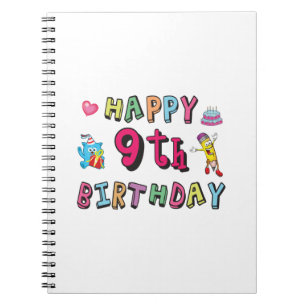 Carnet Joyeux 9e anniversaire pour enfants de 9 ans B jou