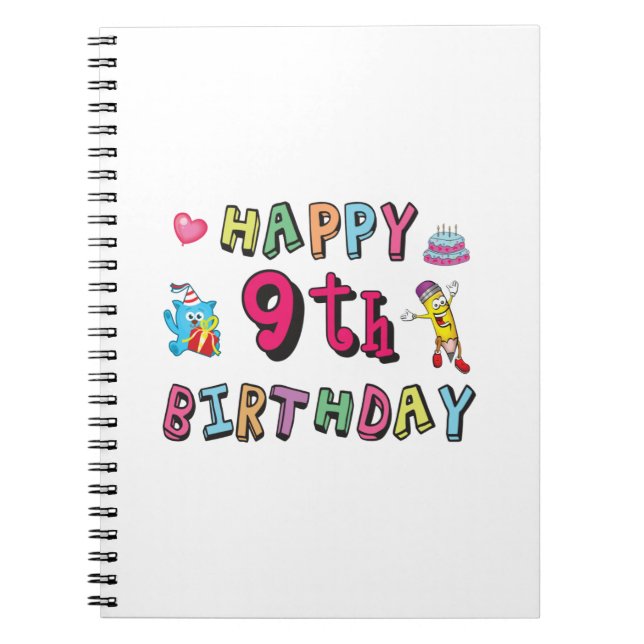 Carnet Joyeux 9e anniversaire pour enfants de 9 ans B jou (Devant)