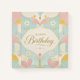Carnet Joyeux Anniversaire Art Déco Floral Géométrique Pa
