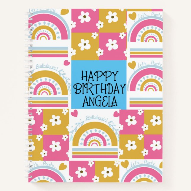 Carnet Joyeux anniversaire laisse fêter le design angela (Devant)