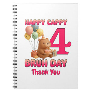 Carnet JOYEUX ANNIVERSAIRE Ourson Mignon 4ème Anniversair