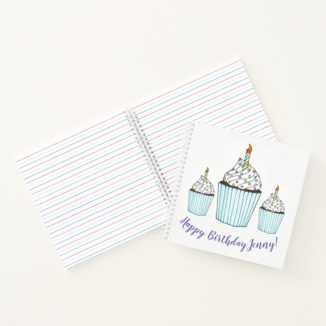 Carnet Joyeux anniversaire Personnalisé Cake Cupcake Favo (Intérieur)