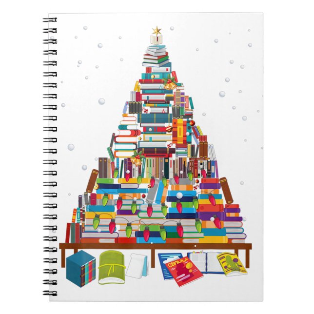 Carnet Joyeux cadeau d'arbre de la bibliothèque de Noël p (Devant)