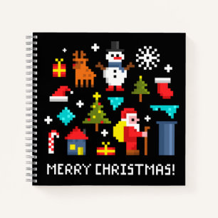 Carnet Joyeux dessins en pixels de Noël