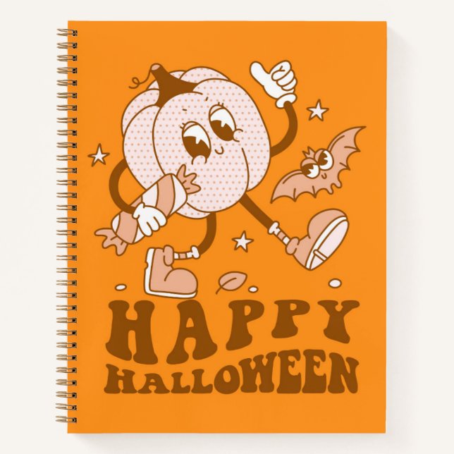 Carnet Joyeux Halloween| Citrouille de points de Polka ré (Devant)