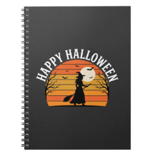 Carnet Joyeux Halloween Sorcière Coucher de soleil Design