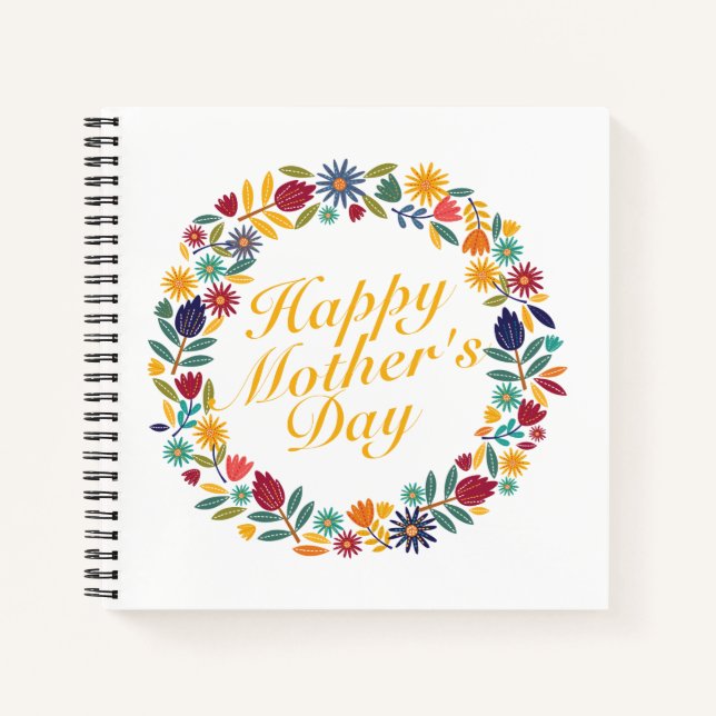 Carnet Joyeux Joyeux Jour des Mères Floral Wreath Guestbo (Devant)