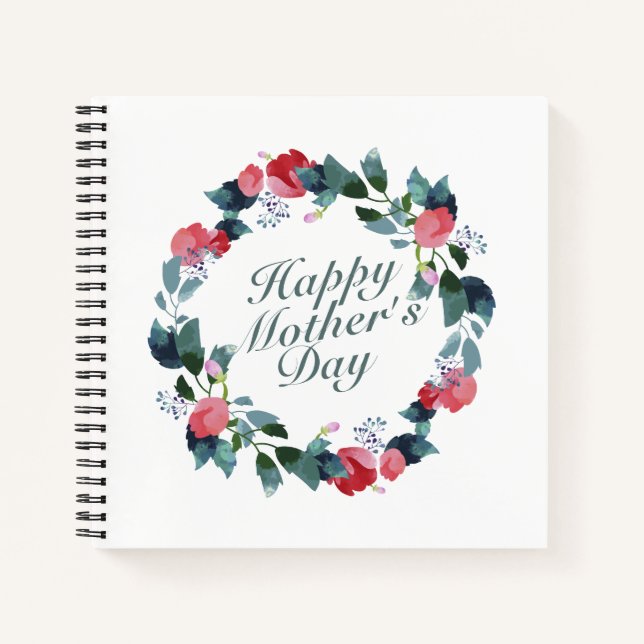 Carnet Joyeux Joyeux Jour des Mères Floral Wreath Guestbo (Devant)