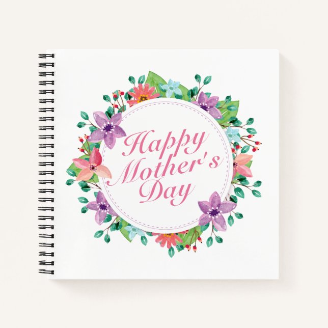 Carnet Joyeux Joyeux Jour des Mères Floral Wreath Guestbo (Devant)