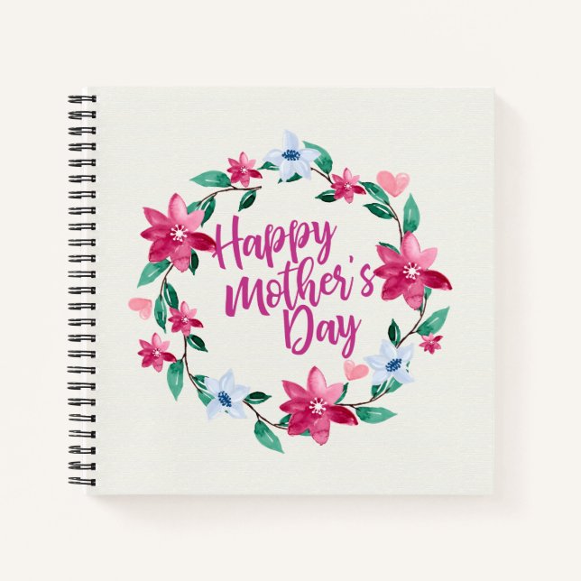 Carnet Joyeux Joyeux Jour des Mères Floral Wreath Guestbo (Devant)