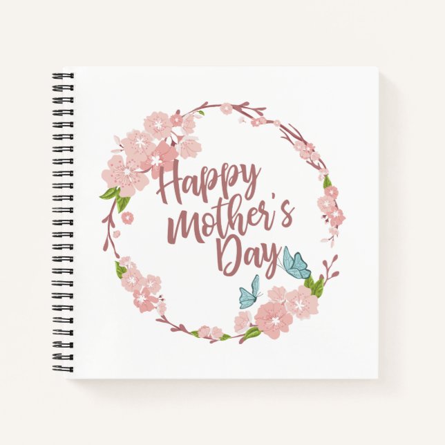 Carnet Joyeux Joyeux Jour des Mères Floral Wreath Guestbo (Devant)