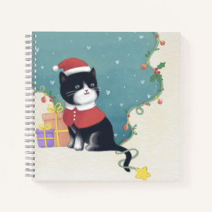 Carnet Joyeux Noël : Art d'illustration de chat