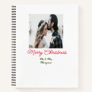 Carnet Joyeux Noël couple photo ajouter nom heureux vacan