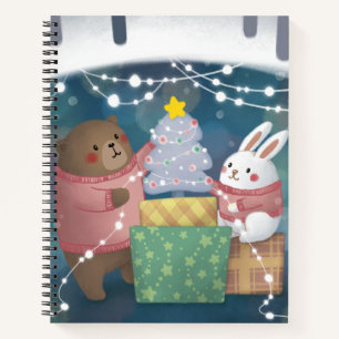 Carnet Joyeux Noël : ours et lapin