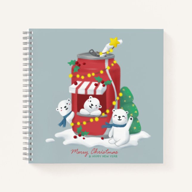 Carnet Joyeux Noël : Ours Polaire & Pâtes De Soda (Devant)