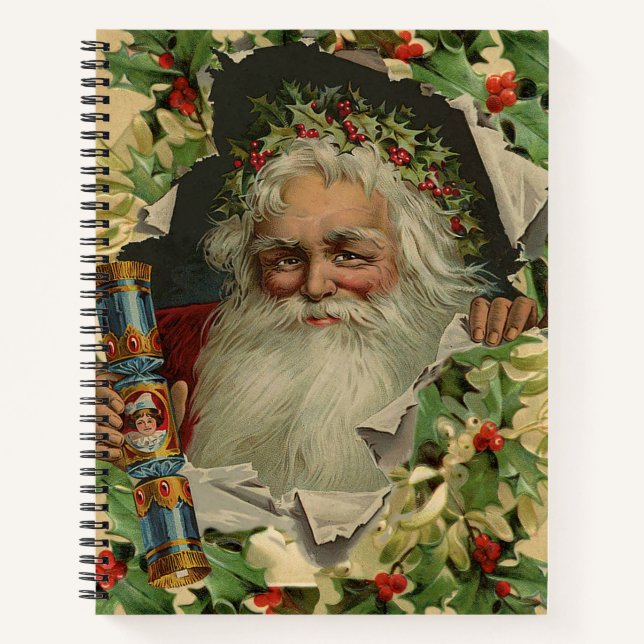 Carnet Joyeux Noël Père Noël classique antique (Devant)