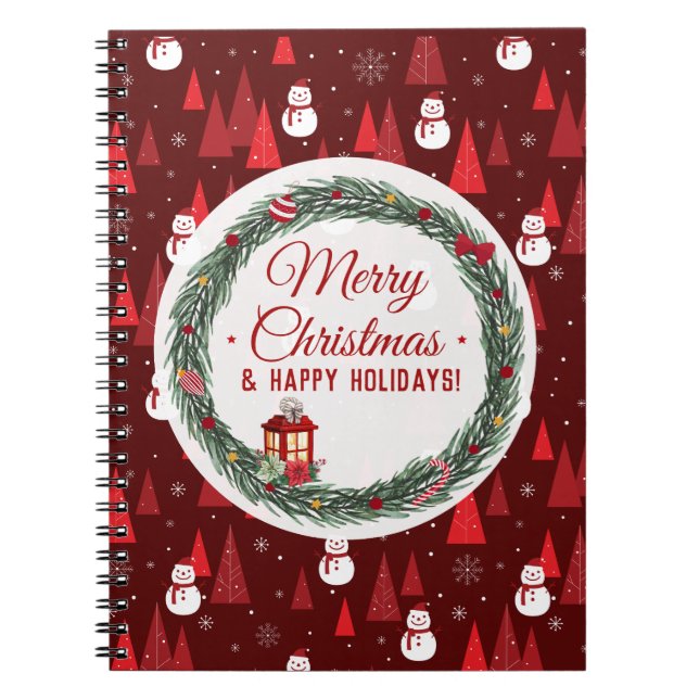 Carnet Joyeux Noël rouge moderne (Devant)