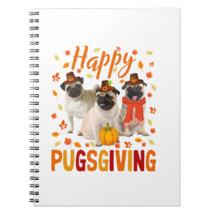 Carnet Joyeux Pugsgiving mignon Thanksgiving Carlin Chien