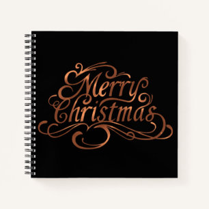 Carnet Joyeux script de Noël en cuivre