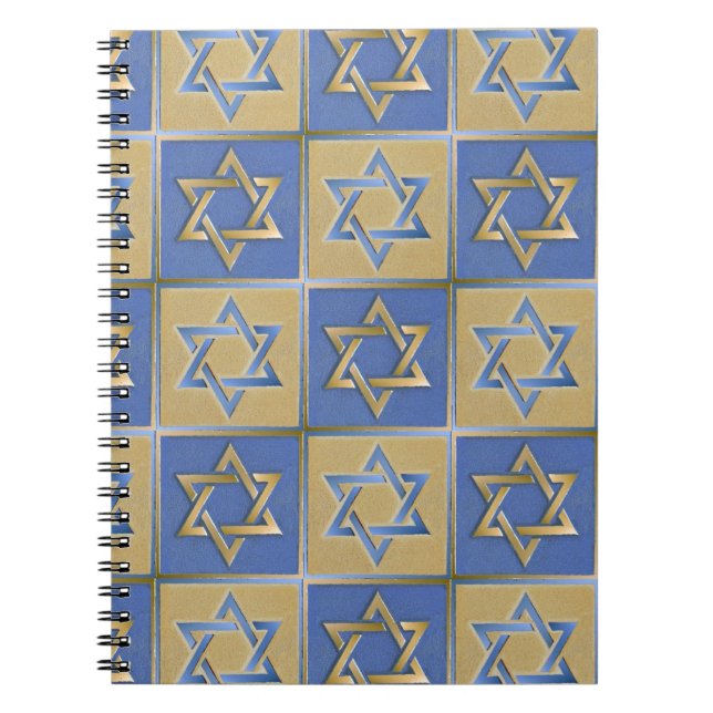 Carnet Judaïque Star Of David Metal Gold Blue (Devant)