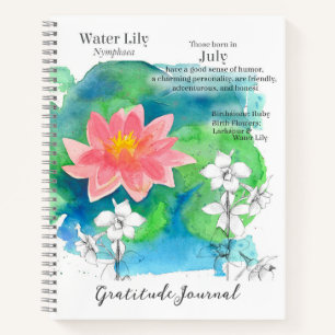 Carnet Juillet Anniversaire Nénuphar Larkspur Gratitude J