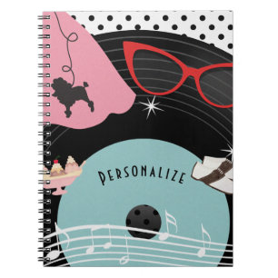 Carnet Jupe et lunettes rétro années 50 1950 Poodle