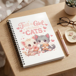 Carnet Just a Girl Who Loves Cats Cute Black & White