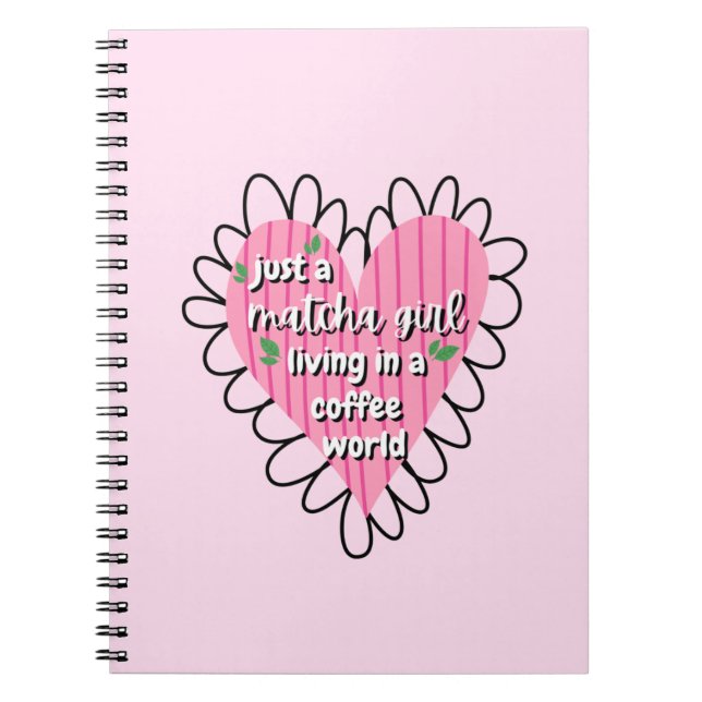 Carnet Just a Matcha Girl Heart Aesthetic – Pink Cute  (Devant)