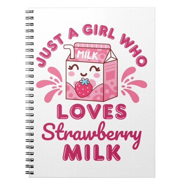 Carnet Juste une fille qui aime le lait de fraise Kawaii (Devant)