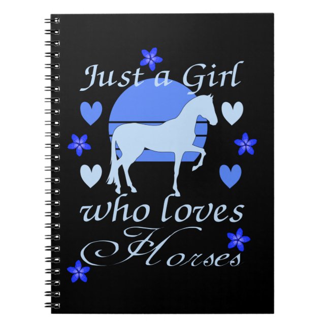 Carnet Juste une fille qui aime les chevaux en bleu (Devant)