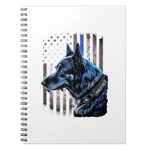 Carnet K9 Berger Allemand Police Chien Mince Ligne Bleue 