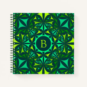 Carnet Kaleidoscope Orné Vert Émeraude Monogramme