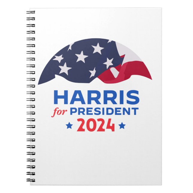 Carnet Kamala Harris pour président 2024 drapeau américai (Devant)