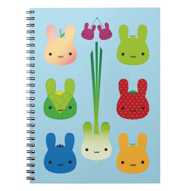 Carnet Kawaii Bunny Fruits et légumes (Devant)