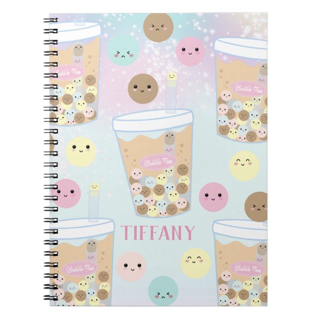 Carnet Kawaii Cute Rainbow Bubble Tapioca Pearl Thé au la (Devant)