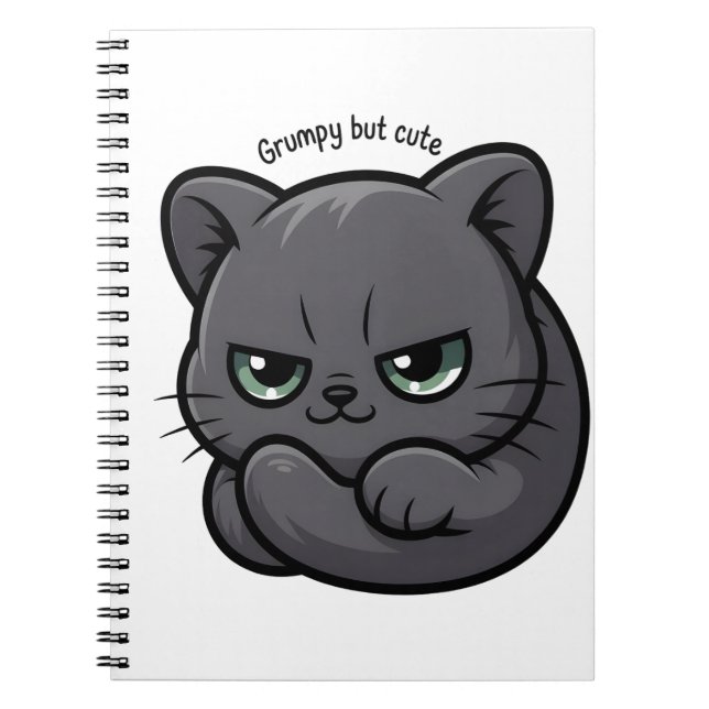 Carnet Kawaii Grumpy Chat pour Notes et Doodles (Devant)